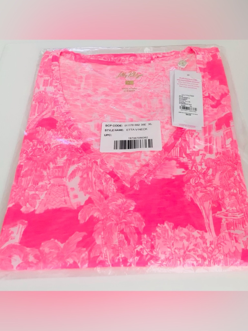 Lilly Pulitzer Etta V-Neck Top Rosie Pink PB Anniversary Toile NWT - Picture 5 of 6